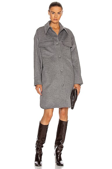 Stella Mccartney Kerry Oversize Wool Utility Coat In Light Grey Melange