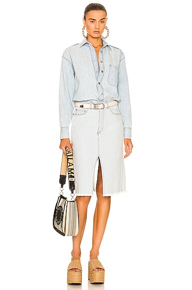 Stella Mccartney Organic Denim Shirt Dress In Pale Blue