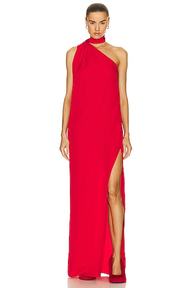 Stella McCartneyOne Shoulder Dress in Lipstick Red