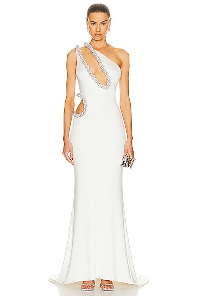Rope Cutout Gown in Cream