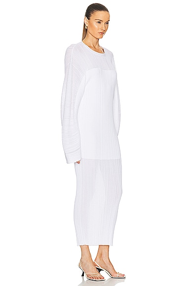 Shop Stella Mccartney Lightweight Plisse Knit Dress In Pure White