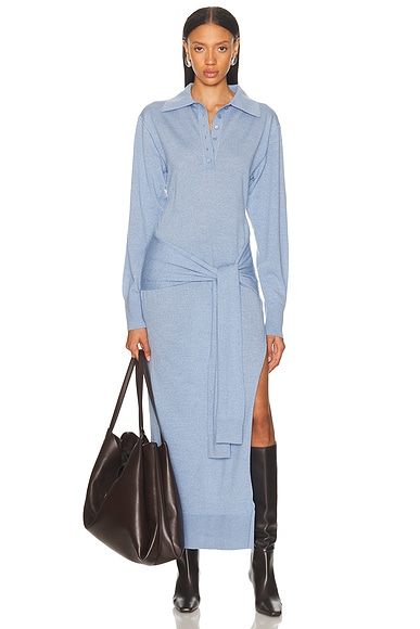 Stella McCartney Wool Maxi Dress in Oxford Blue