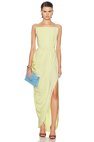 Stella McCartney Crepe Jersey Square Neck Gown in Sherbet Yellow