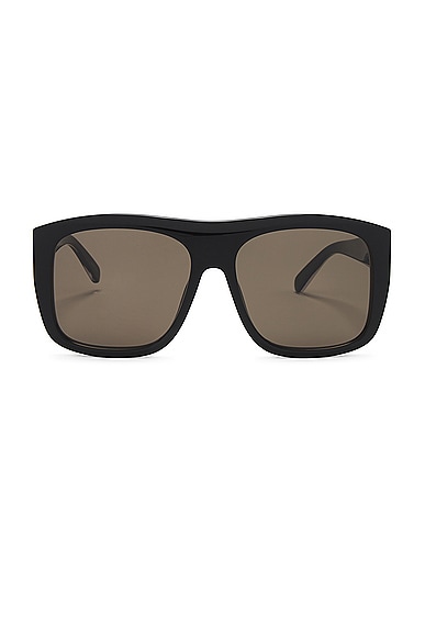 Shop Stella Mccartney Square Sunglasses In Shiny Black & Green