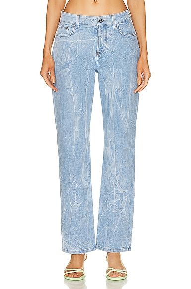 Stella Mccartney Crinkle-effect Straight-leg Jeans In Blue