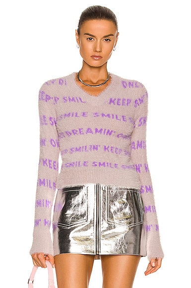 Stella McCartney Fluffy Words V Neck Sweater in Multicolor | FWRD