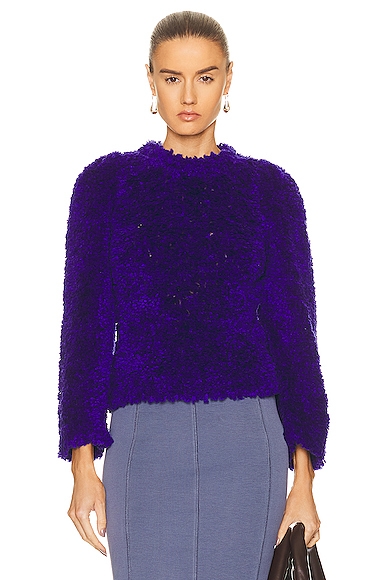 Stella McCartney Furry Textured Knit Cropped Jumper Sweater in Purple