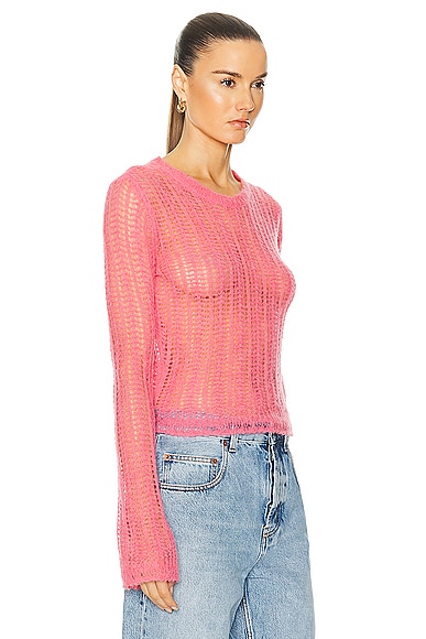 Shop Stella Mccartney Airy Lace Knit Sweater In Pink
