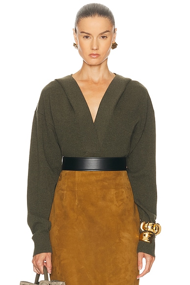 Stella McCartney Cosy Knit Hoodie in Dark Khaki
