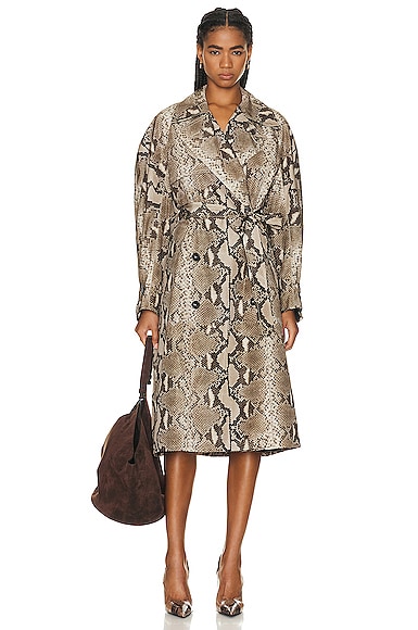 Stella Mccartney Python Print Trench Coat In Multicolor Brown