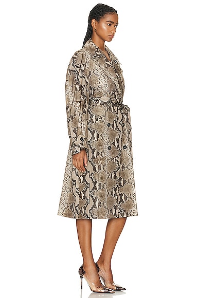Shop Stella Mccartney Python Print Trench Coat In Multicolor Brown