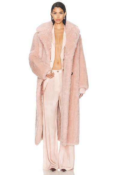 Michelle Mason Faux Fur Coat in Dune FWRD