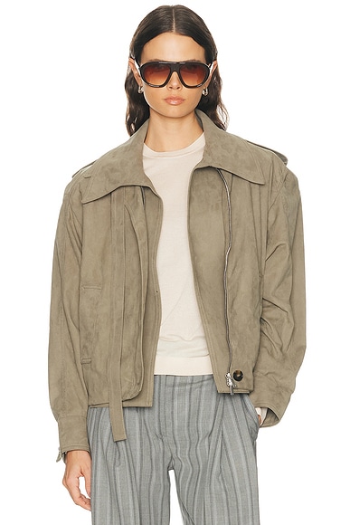 Stella McCartney Suede Double Layer Jacket in Truffle
