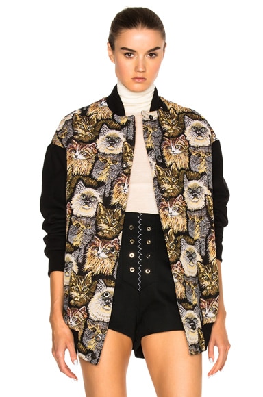 Cat Embroidered Bomber