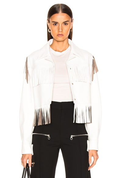 ジャケット STELLA MCCARTNEY WHITE WOOL BOMBER JACKET WITH FRINGES Stella McCartney Fringe Jacket in White | FWRD