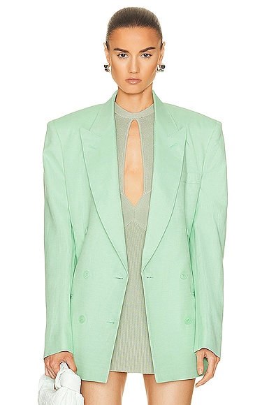 Shop Stella Mccartney Oversized Double Breasted Jacket In Fluo Mint