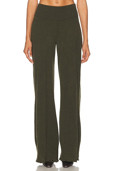 Stella McCartney Wool Wide Leg Pant in Olive