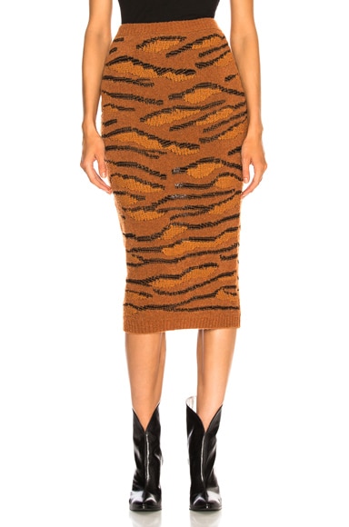 Tiger Print Midi Skirt