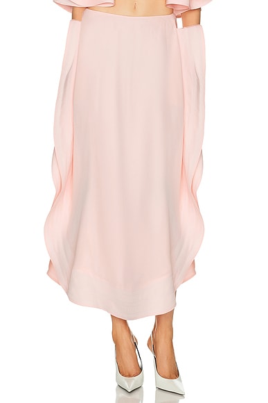 Stella McCartney Silk Frill Detail Maxi Skirt in Ballet Pink