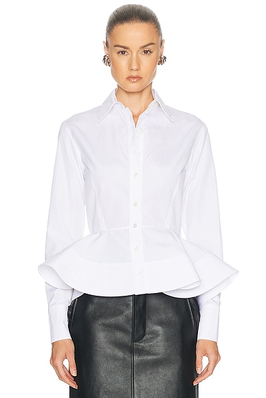 Stella McCartney Poplin Peplum Top in Pure White