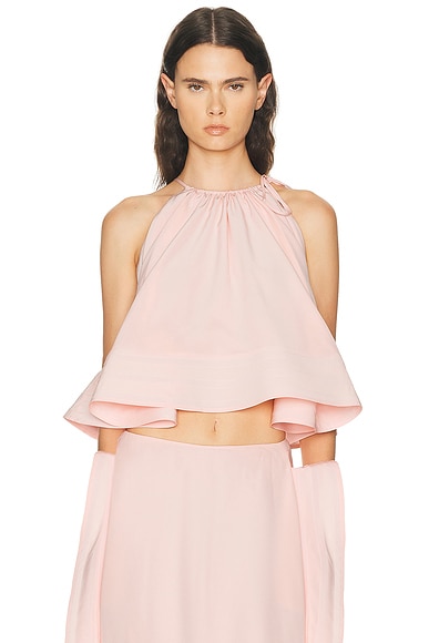 Stella McCartney Silk Sleeveless Frill Top in Ballet Pink