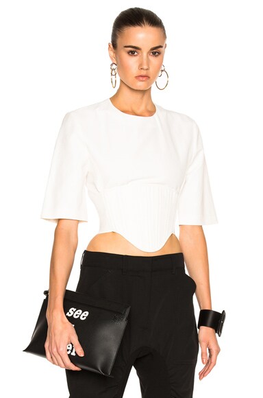 Stella McCartney Compact Cotton Corset Top in Cream | FWRD