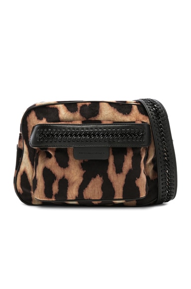 Falabella Go Leopard Print Velvet Camera Bag