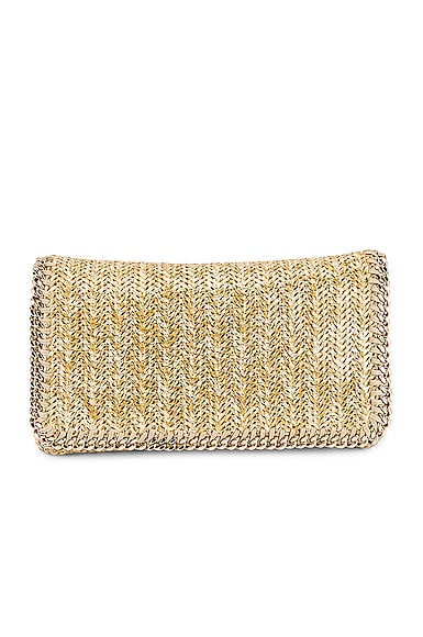 STELLA MCCARTNEY METALLIC FABRIC FALABELLA CLUTCH,SMCC-WY274
