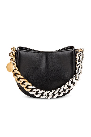 Chain Trimmed Top Zip Shoulder Bag In Black