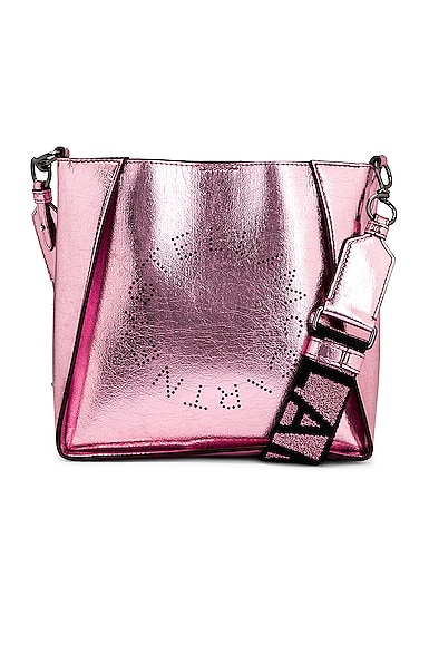 Stella McCartney Mini Metallic Logo Crossbody Bag in Pink