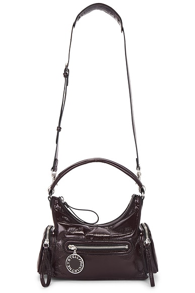 Stella McCartney Cracked Patent Alter Mat Pony Small Shoulder Bag in Shiraz