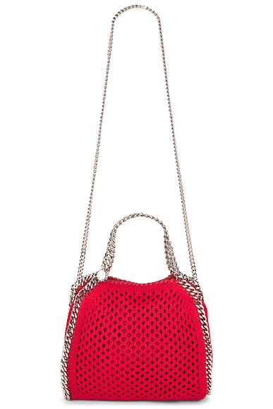 Stella McCartney Falabella Mini Bag Eco Mesh Knit Shoulder Bag in Lipstick Red