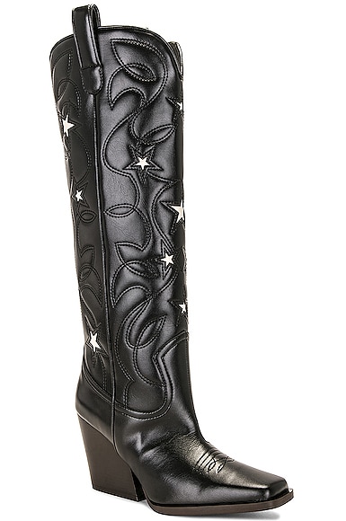 Shop Stella Mccartney Cloudy Cowboy Boot In Black & Stone