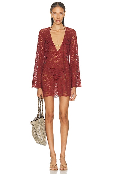 Shani Shemer Rebecca Mini Dress in Burgundy