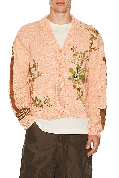 Story mfg. Hand Knit Sunwell Cardigan in Pink Diggin' The Earth