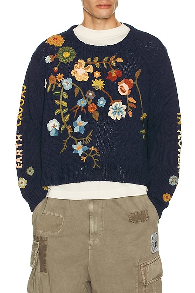 Story mfg. Piper Jumper Knit in Indigo Earth Laughs