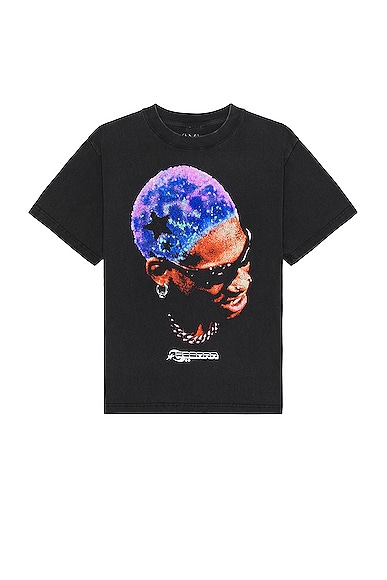Stadium LA Rodman Purple Stars Tee in Washed Black