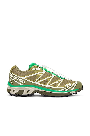 Salomon XT-6 Sneaker in Dried Herb, Deep Lichen Green, & Bright Green