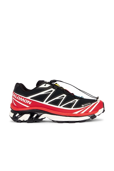 Salomon XT-6 GTX Sneaker in Black, Flame Scarlet, & Vanilla Ice