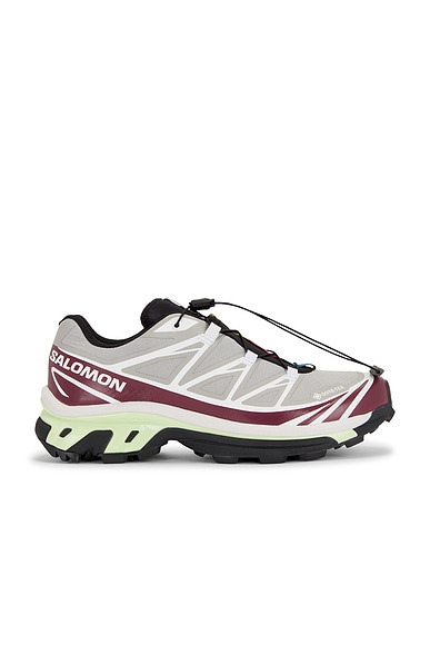 Salomon XT-6 GTX Sneaker in Paloma, Maroon Banner, & Butterfly