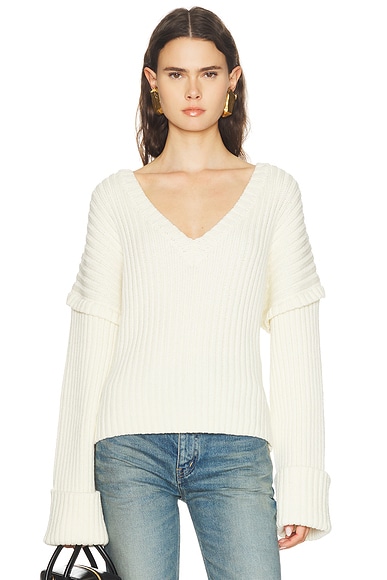 SAME Oversized V Neck Sweater in Cream