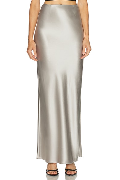 SAME Satin Maxi Skirt in Silver