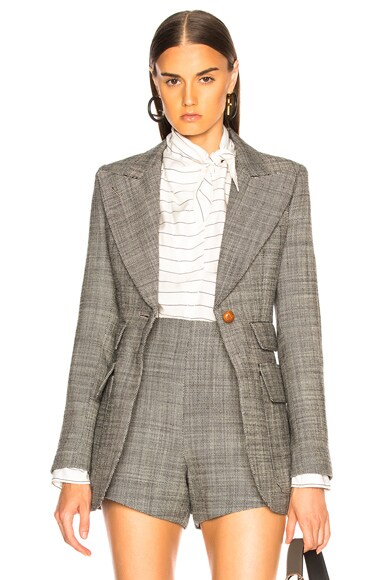Smythe Birkin Blazer in Grey Tweed FWRD