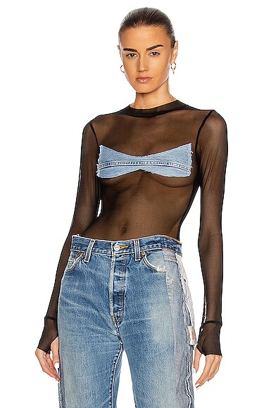SAMI MIRO VINTAGE Denim Patch Mesh 