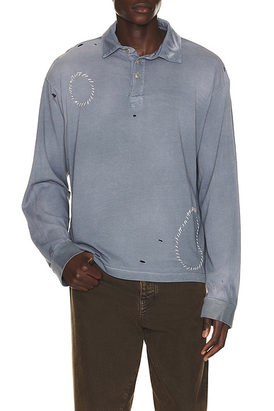 Strike Oil Thrashed Rugby Polo in Grey