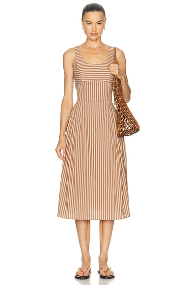 Solid & Striped The Josie Dress in Walnut Wood & Camel