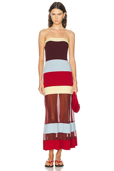 Solid & Striped The Nola Dress in Cranberry, Sangria, Danish Butter, & Nordic Fog