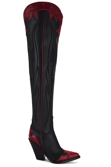 Sonora Melrose 90 Boot in Black With Red Ornaments