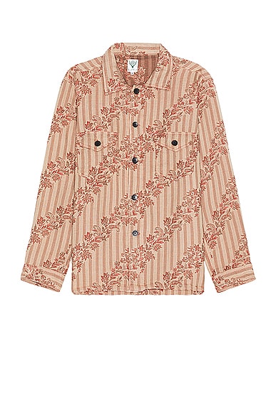 South2 West8 Smokey Shirt Cotton Jacquard Paisley in C-Beige