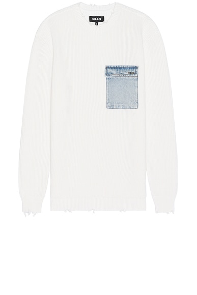SER.O.YA Damien Sweater in White & Denim